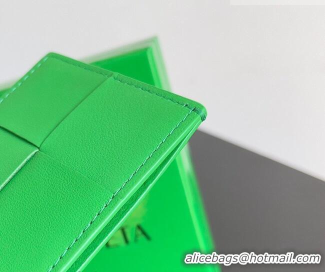 Inexpensive Bottega Veneta Cassette Credit Card Case in Intreccio Leather 742693 Parakeet Green 2026