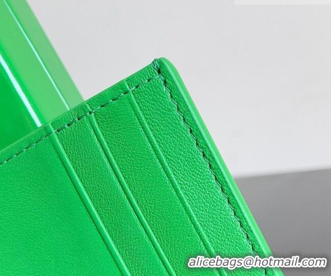 Inexpensive Bottega Veneta Cassette Credit Card Case in Intreccio Leather 742693 Parakeet Green 2026