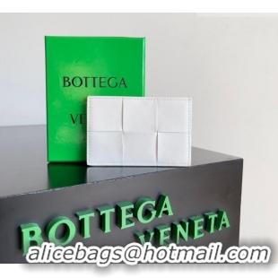 Good Looking Bottega Veneta Cassette Credit Card Case in Intreccio Leather 742693 White 2026