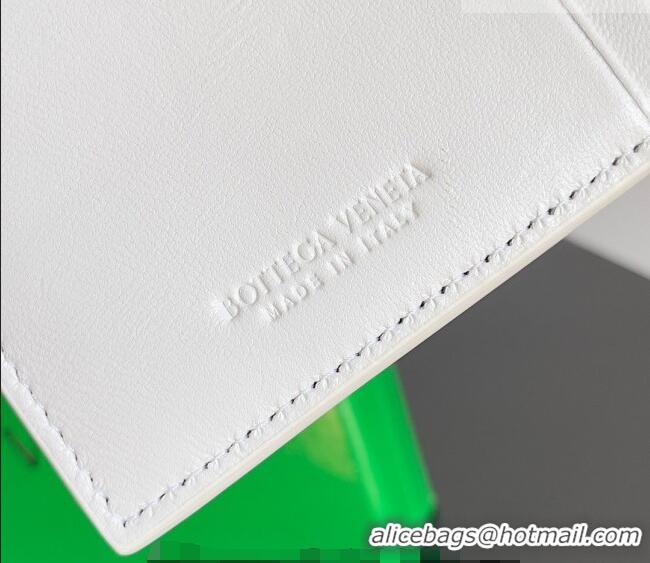 Good Looking Bottega Veneta Cassette Credit Card Case in Intreccio Leather 742693 White 2026