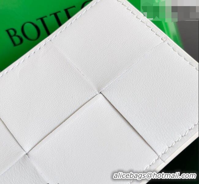 Good Looking Bottega Veneta Cassette Credit Card Case in Intreccio Leather 742693 White 2026