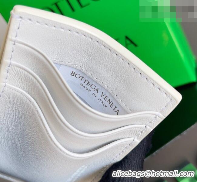 Good Looking Bottega Veneta Cassette Credit Card Case in Intreccio Leather 742693 White 2026