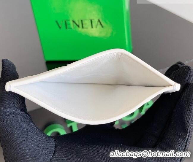 Good Looking Bottega Veneta Cassette Credit Card Case in Intreccio Leather 742693 White 2026
