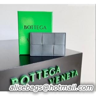 Shop Promotional Bottega Veneta Cassette Credit Card Case in Intreccio Leather 742693 Grey 2026