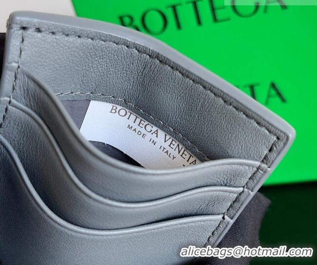 Shop Promotional Bottega Veneta Cassette Credit Card Case in Intreccio Leather 742693 Grey 2026