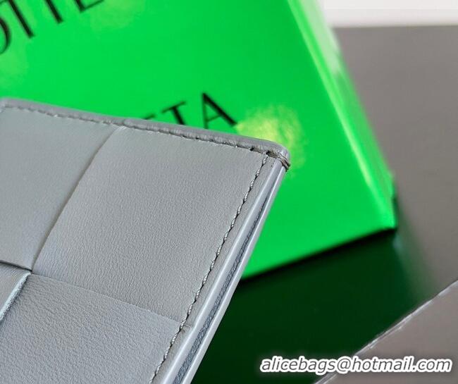 Shop Promotional Bottega Veneta Cassette Credit Card Case in Intreccio Leather 742693 Grey 2026
