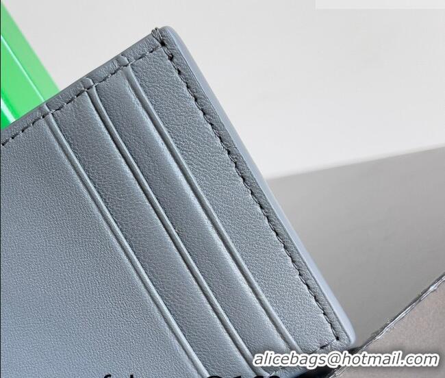 Shop Promotional Bottega Veneta Cassette Credit Card Case in Intreccio Leather 742693 Grey 2026