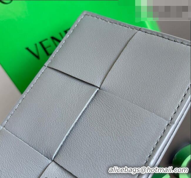 Shop Promotional Bottega Veneta Cassette Credit Card Case in Intreccio Leather 742693 Grey 2026