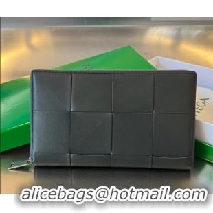 Grade Design Bottega Veneta Men's Cassette Zip Around Wallet in Intreccio Leather 814649 Dark Moss 2026