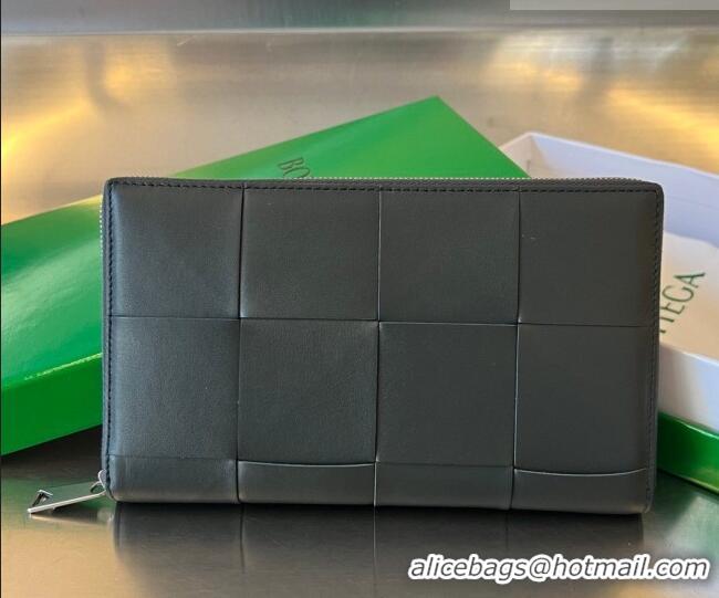 Grade Design Bottega Veneta Men's Cassette Zip Around Wallet in Intreccio Leather 814649 Dark Moss 2026