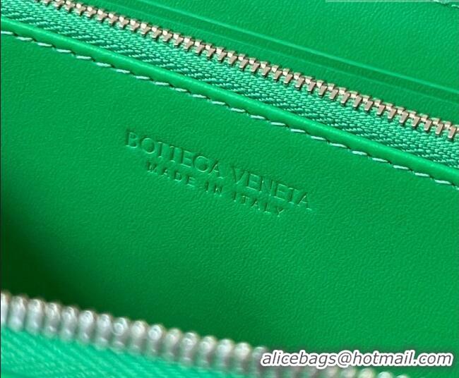 Discount Bottega Veneta Men's Cassette Zip Around Wallet in Intreccio Leather 814649 Parakeet Green 2026