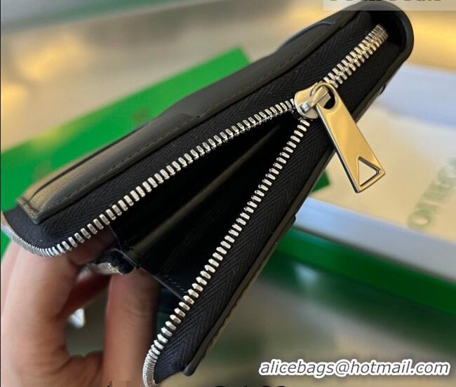 Low Price Bottega Veneta Men's Cassette Zip Around Wallet in Intreccio Leather 814649 Black 2026