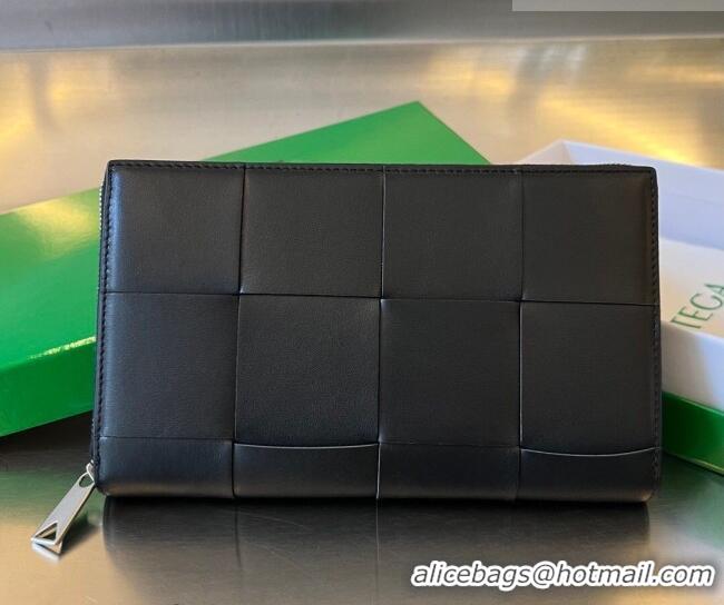 Low Price Bottega Veneta Men's Cassette Zip Around Wallet in Intreccio Leather 814649 Black 2026