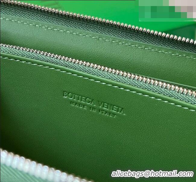 New Fashion Bottega Veneta Men's Cassette Zip Around Wallet in Intreccio Leather 814649 Avocado Green 2026