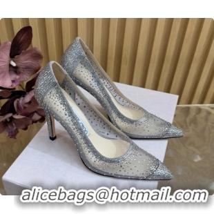 Best Quality Jimmy Choo Mesh Pumps with Crystals 10cm Heel J091258 Grey 2026