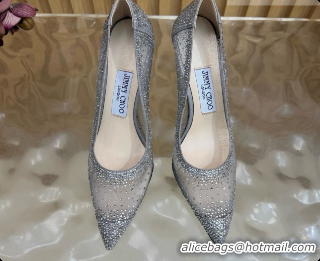 Best Quality Jimmy Choo Mesh Pumps with Crystals 10cm Heel J091258 Grey 2026
