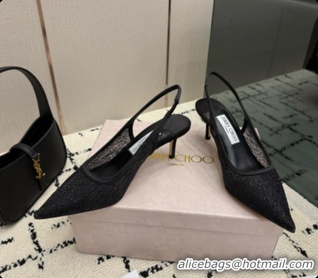 Lower Price Jimmy Choo Love Slingbacks 65 in Black Candyfloss Glitter J091260 2026 