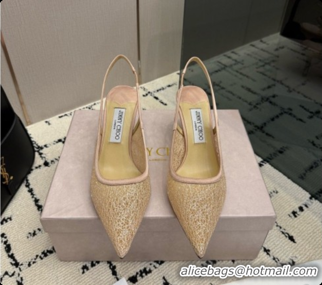 Shop Duplicate Jimmy Choo Love Slingbacks 65 in Beige Candyfloss Glitter J091261 2026