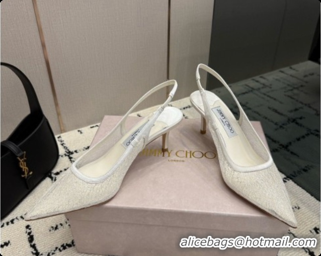 Charming Jimmy Choo Love Slingbacks 65 in White Candyfloss Glitter J091262 2026