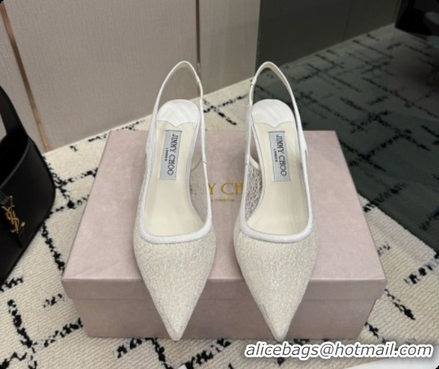 Charming Jimmy Choo Love Slingbacks 65 in White Candyfloss Glitter J091262 2026