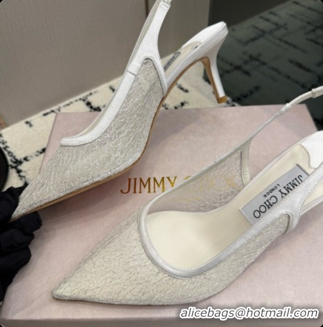 Charming Jimmy Choo Love Slingbacks 65 in White Candyfloss Glitter J091262 2026