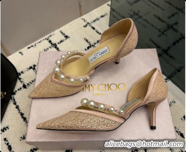 Good Product Jimmy Choo Aurelie 65 Pump in Beige Candyfloss Glitter J091264 2026
