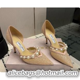 Best Grade Jimmy Choo Aurelie 85 Pump in Beige Candyfloss Glitter J091267 2026