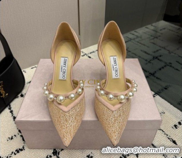 Best Grade Jimmy Choo Aurelie 85 Pump in Beige Candyfloss Glitter J091267 2026
