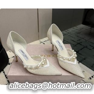 Good Quality Jimmy Choo Aurelie 85 Pump in White Candyfloss Glitter J091268 2026