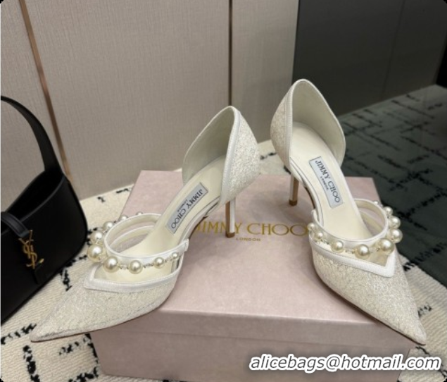 Good Quality Jimmy Choo Aurelie 85 Pump in White Candyfloss Glitter J091268 2026