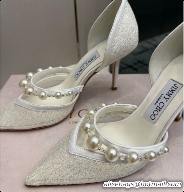 Good Quality Jimmy Choo Aurelie 85 Pump in White Candyfloss Glitter J091268 2026