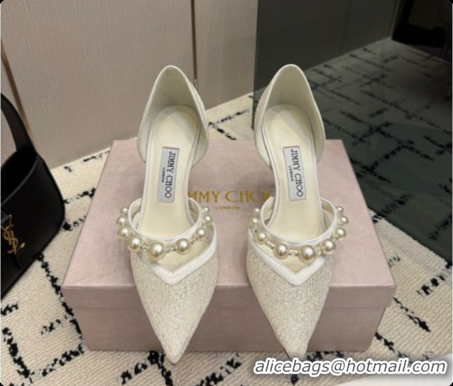 Good Quality Jimmy Choo Aurelie 85 Pump in White Candyfloss Glitter J091268 2026
