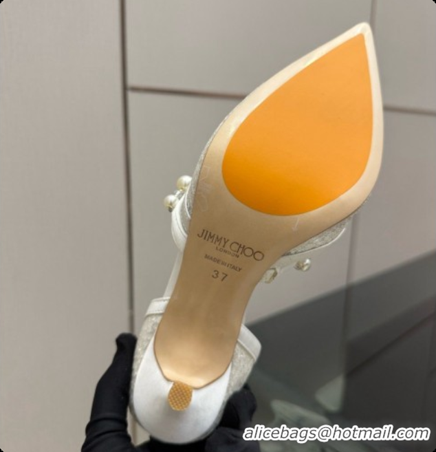Good Quality Jimmy Choo Aurelie 85 Pump in White Candyfloss Glitter J091268 2026
