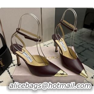 Low Price Jimmy Choo Faiz Pumps in Black Leather J091270 Burgundy 2026