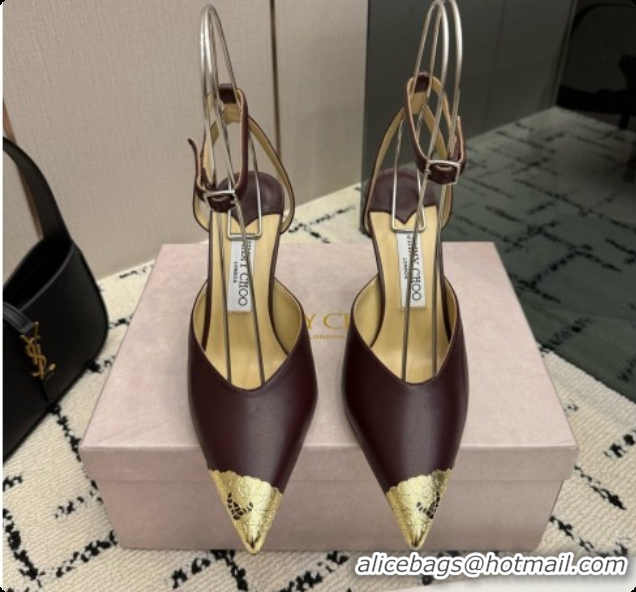 Low Price Jimmy Choo Faiz Pumps in Black Leather J091270 Burgundy 2026