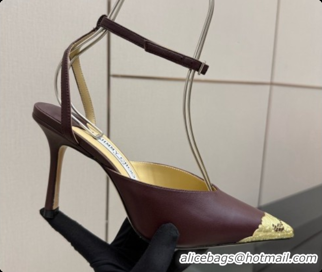 Low Price Jimmy Choo Faiz Pumps in Black Leather J091270 Burgundy 2026