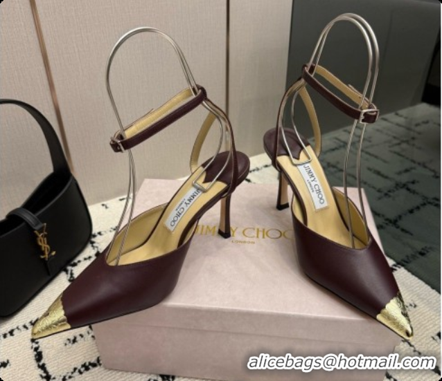 Low Price Jimmy Choo Faiz Pumps in Black Leather J091270 Burgundy 2026