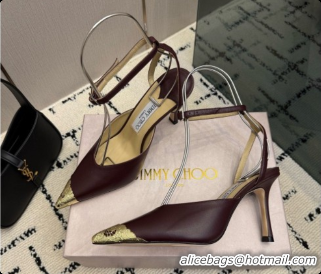 Low Price Jimmy Choo Faiz Pumps in Black Leather J091270 Burgundy 2026