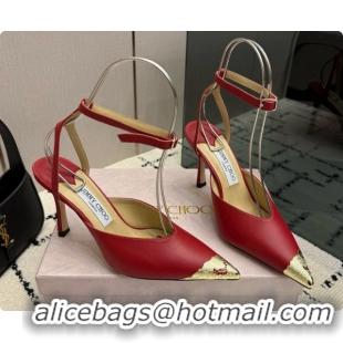 Top Grade Jimmy Choo Faiz Pumps in Black Leather J091271 Deep Red 2026