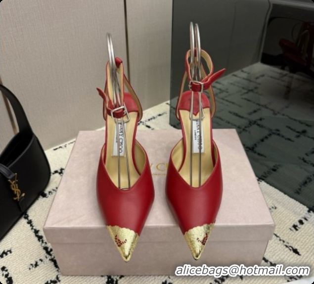 Top Grade Jimmy Choo Faiz Pumps in Black Leather J091271 Deep Red 2026