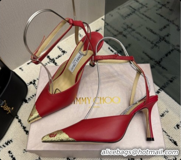 Top Grade Jimmy Choo Faiz Pumps in Black Leather J091271 Deep Red 2026