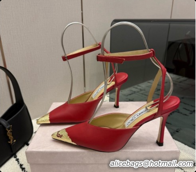 Top Grade Jimmy Choo Faiz Pumps in Black Leather J091271 Deep Red 2026
