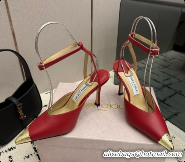 Top Grade Jimmy Choo Faiz Pumps in Black Leather J091271 Deep Red 2026