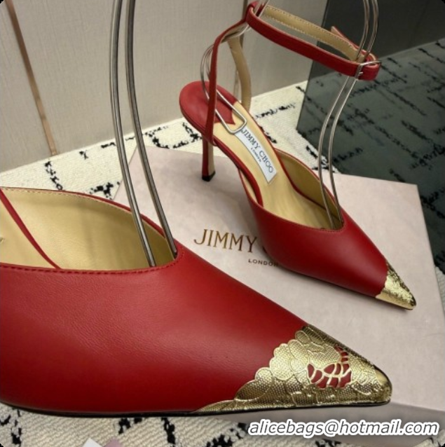 Top Grade Jimmy Choo Faiz Pumps in Black Leather J091271 Deep Red 2026