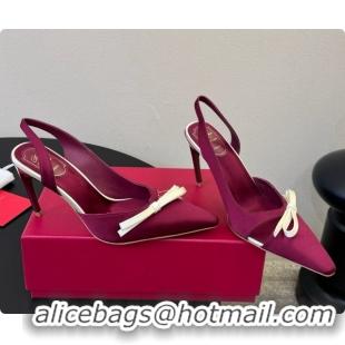 Low Cost Roger Vivier Slingback Pumps in Satin RV080338 Deep Red 2026