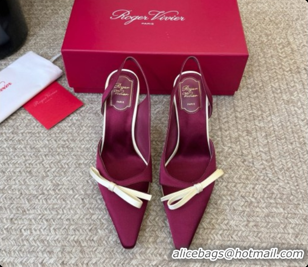 Low Cost Roger Vivier Slingback Pumps in Satin RV080338 Deep Red 2026