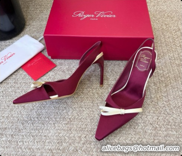 Low Cost Roger Vivier Slingback Pumps in Satin RV080338 Deep Red 2026