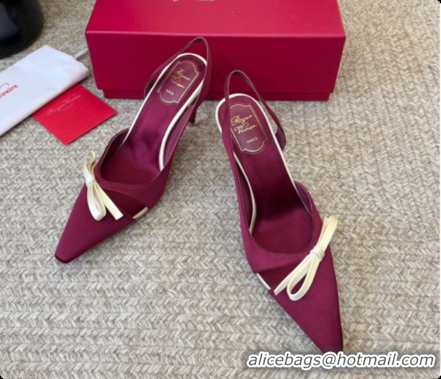 Low Cost Roger Vivier Slingback Pumps in Satin RV080338 Deep Red 2026