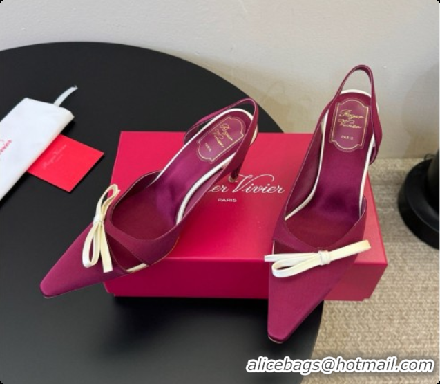 Low Cost Roger Vivier Slingback Pumps in Satin RV080338 Deep Red 2026