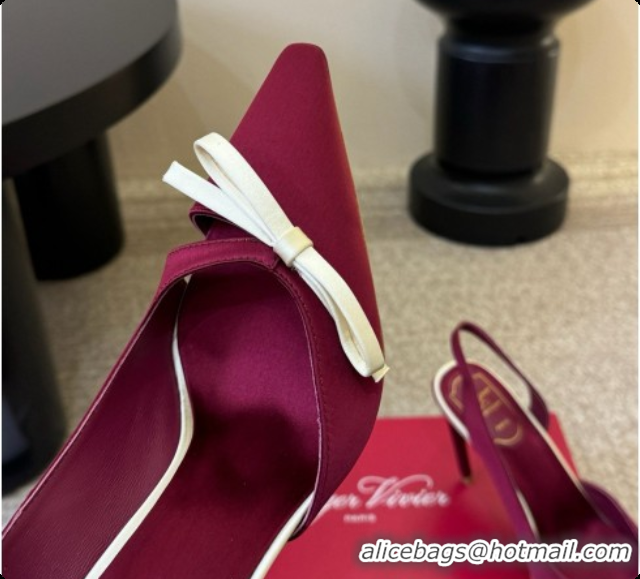 Low Cost Roger Vivier Slingback Pumps in Satin RV080338 Deep Red 2026